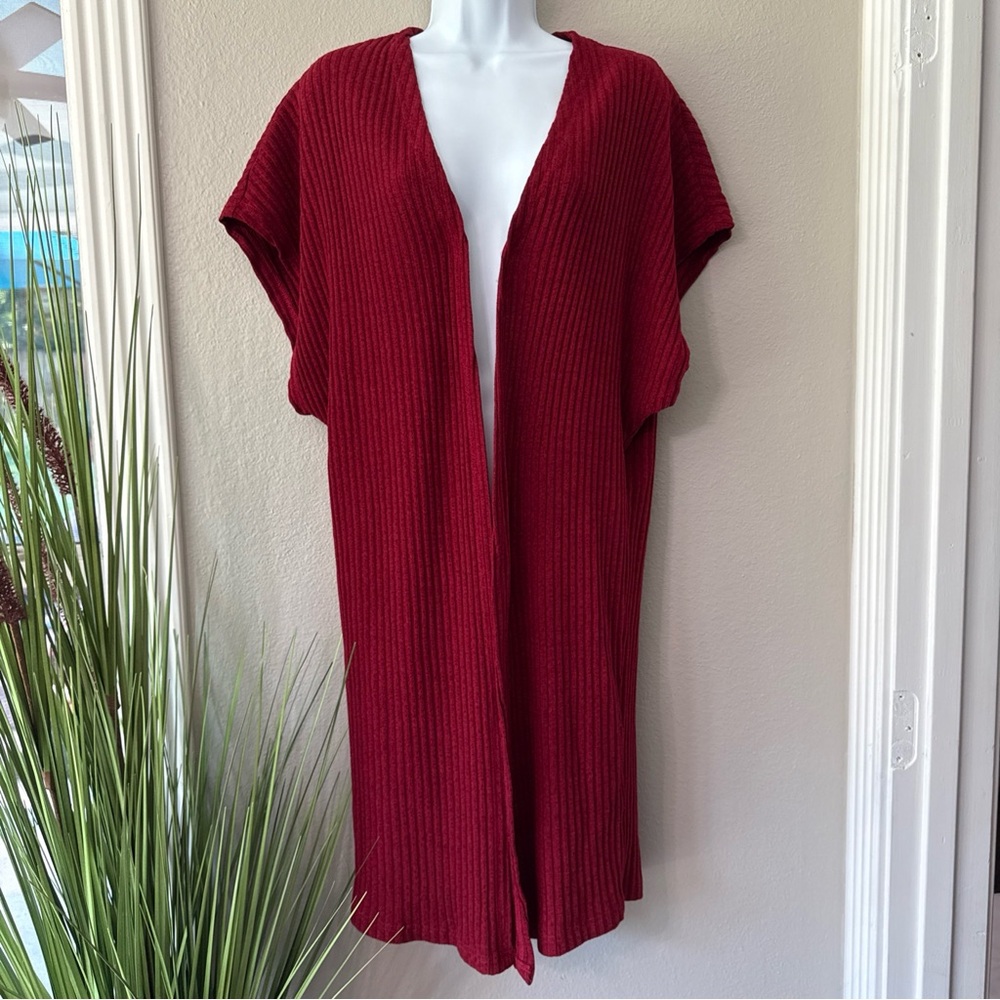 #614 Available Angela Fashion Burgundy, Red, Long Open cardigan Size Medium